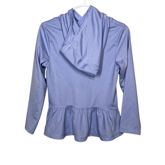 Adidas Girls Purple Logo Hoodie Peplum Active Top Size 4 - Picture 2 of 11